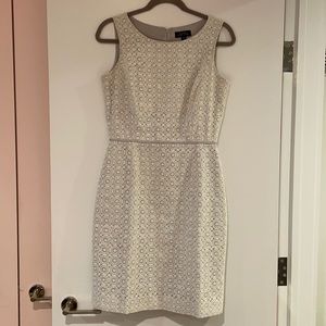 Tahari grey and white dress